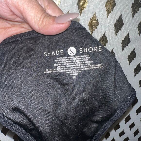 Shade & shore Women's black Strappy Side Cheeky Bikini Bottom size M - Picture 6 of 7